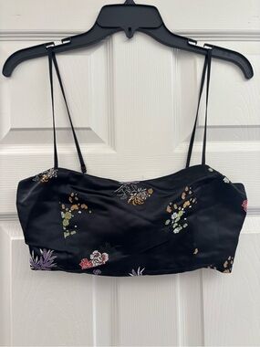 Honey Punch Black Satin Floral Camisole
